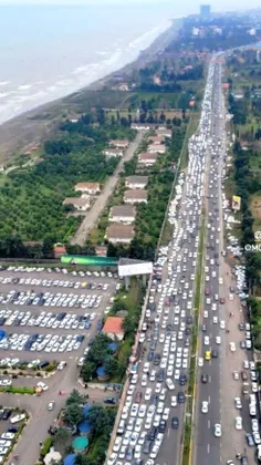 تصویر هوایی از ترافیک و حجم مسافران نوروزی #مازندران در ش