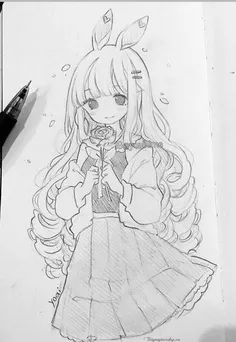 Anime girl drawing