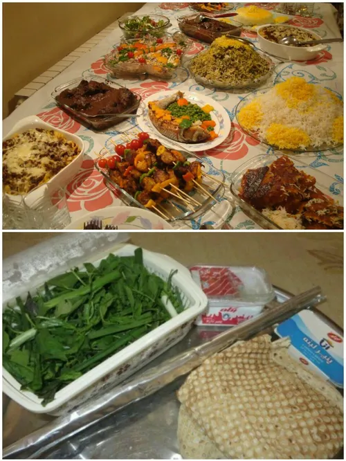 سفره افطار اولین روز واخرین روز ماه رمضان در ایران :))