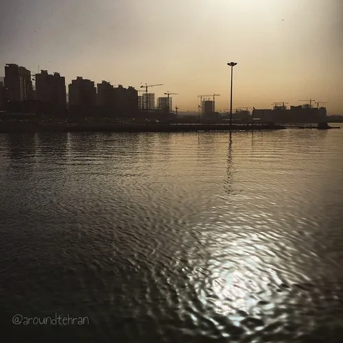 The Chitgar Lake in west of Tehran, shortly after the sun