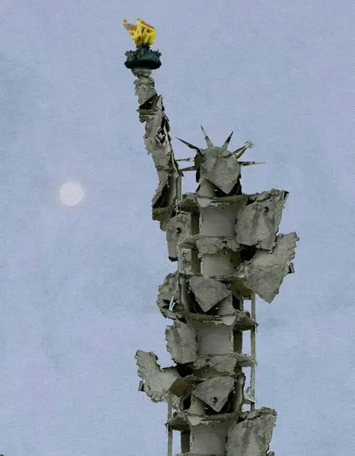 اثر کنایه امیز هنرمند سوری در اعتراض به دخالت آمریکا در ک