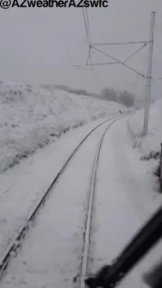 😍❄️ بارش برف بهاره؛ قطار تبریز-جلفا ، یام مرند