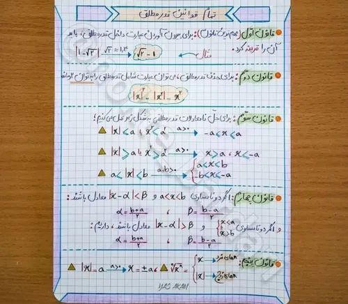 🔗 خلاصه نکات تمامی قوانین قدرمطلق 📖