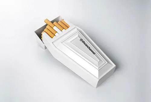 پاکت سیگار به شکل تابوت برای نمایش مضرات بی شمار سیگار