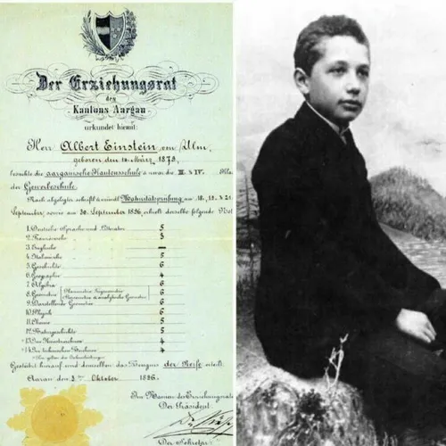 کارنامه آلبرت انیشتین در سال 1896 در سن 17سالگی، برخلاف گ