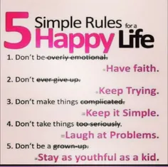 پنج قانون ساده برای زندگی شاد...