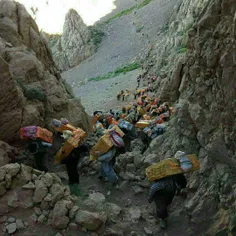 📸  تصویری از مردانی که برای معیشت کوهها را در می نوردند