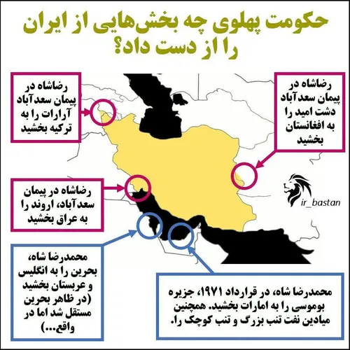 حکومت پهلوی چه بخش هایی از ایران را از دست داد