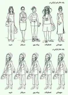 تفاوت پوشش خانوم ایرانی و خانوم غیر ایرانی 😂