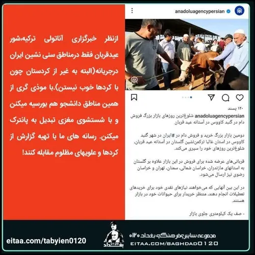 🔶️ازنظر خبرگزاری آناتولی ترکیه،شور عیدقربان فقط درمناطق س