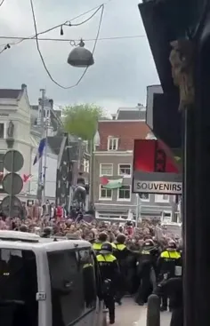 تو هلند تظاهرات در حمایت از فلسطین برگزار کردند، پلیس برا
