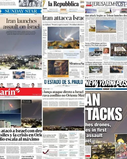 بازتاب حمله سپاه پاسداران به اسرائیل در روزنامه های جهانی