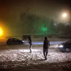Young people dancing on the snow in #Tabriz, #Iran.