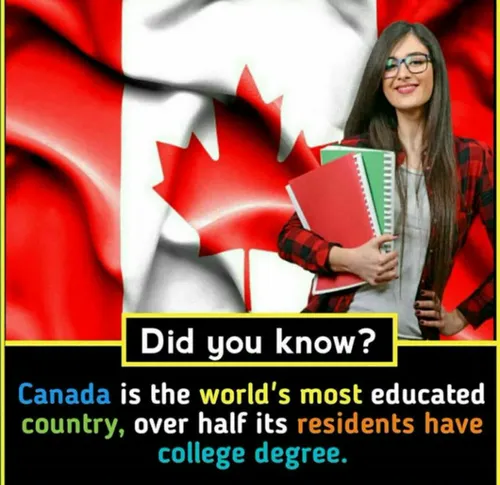 کانادا بیشترین میزان افراد تحصیل کرده ی دانشجویی رو داراس