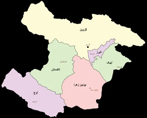 نقشه استان قزوین