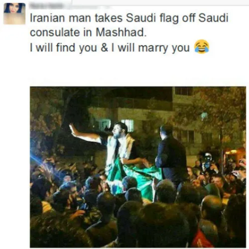 جوان مشهدی ک پرچم کنسولگری عربستان رو پایین کشیدی پیدات م