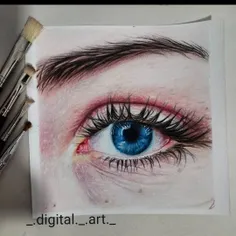 نقاشی چشم تکنیک مداد رنگی
