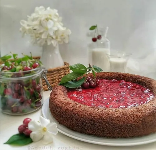 تارت کیک شکلاتی با سس آلبالویی🍒  :