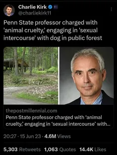 پروفسور ایالت پن به اتهام "آزار و شکنجه حیوانات" و "رابطه