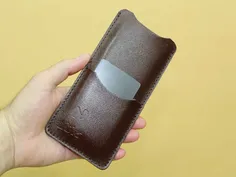 کیف موبایل ۶۷۵۵ قهوه ایی سوخته تولید شده با چرم طبیعی