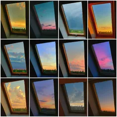 رنگ‌های مختلف آسمان از یک پنجره 👌🏻