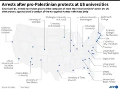 آخرین آمار از دستگیرشدگان در اعتراضات دانشجویی آمریکا: ۲۵