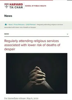 🔰حضور منظم در مراسم های مذهبی، خطر مرگ‌ ناشی از ناامیدی را کاهش میدهد