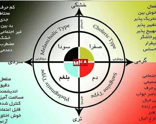 انواع مزاج:صفراوی.بلغمی.سودایی.دموی