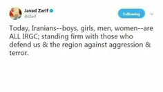 ظریف: امروز همه ایرانی‌ها (پسر، دختر، مرد و زن) سپاهی هست