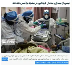 👆نیمی از بیماران بدحال کرونایی در مشهد ، سه دوز واکسن کرو