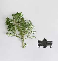 اثر خلاقانه با برگ درخت