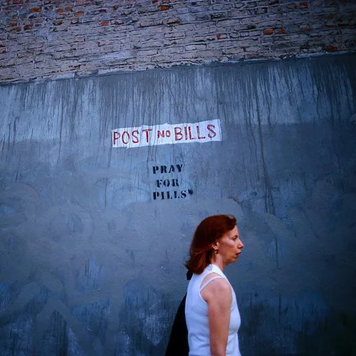 Post no Bills. PrayForPills. New York City. This photo wa