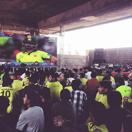 Pakistani fans in Karachi gather to watch the much antici