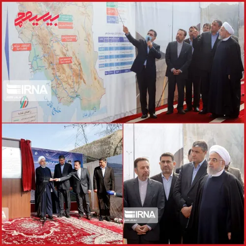 مراسم افتتاح قسمتی از آزادراه شهید همت که حسن روحانی با خ