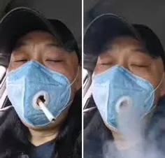 روش جدید سیگار کشیدن با ماسک .