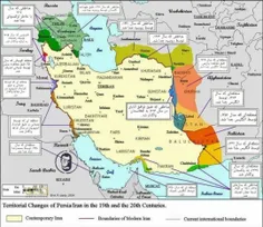 بخش هایی از نقشه ایران که با توافقنامه های مختلف از آن جد