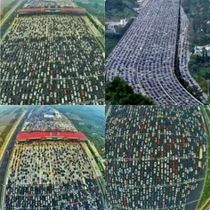 طولانی ترین ترافیک جهان در چین به طول ۲۴۰ کیلومتر  که ۱۱ 