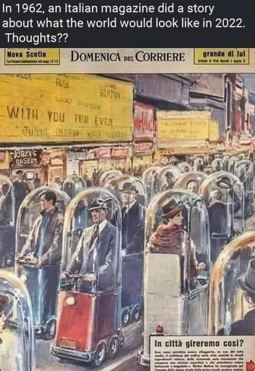 یک مجله ایتالیایی در سال ۱۹۶۲ ، تصویری از پیش بینی نحوه ز